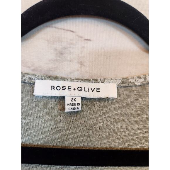 Rose + Olive Women's Multicolor Floral 3/4 Sleeve Blouse Size 2X - Picture 3 of 6